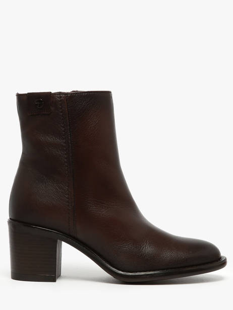 Enkellaarsjes Met Hak Uit Leder Tamaris Bruin accessoires 45